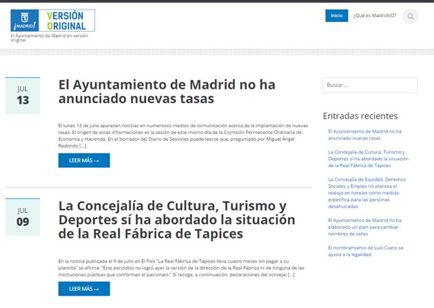 Captura de pantalla de la web: madridvo.madrid.es